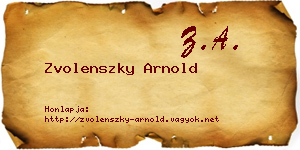 Zvolenszky Arnold névjegykártya